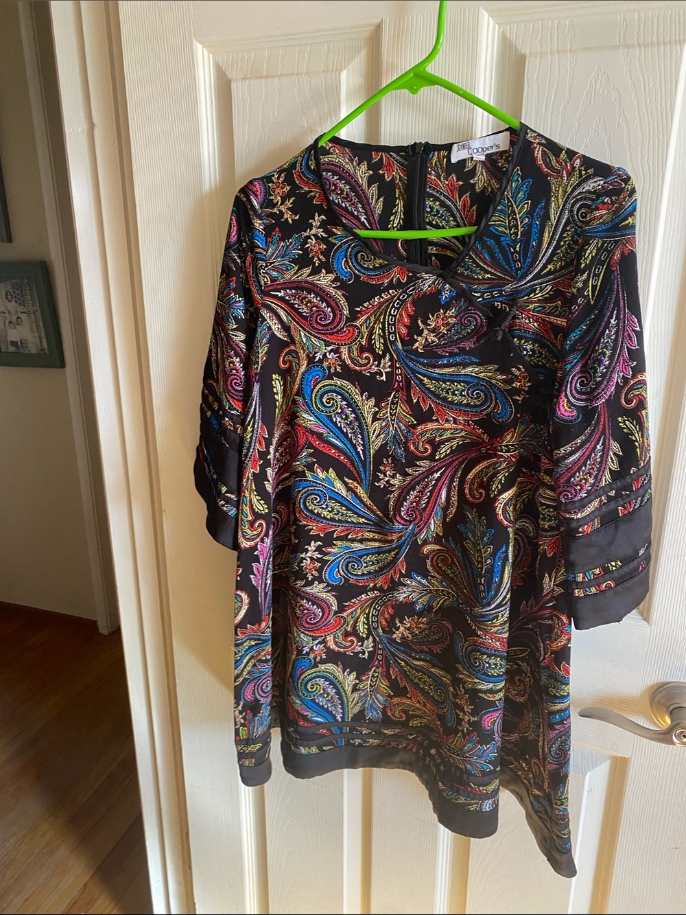 Colorful Paisley Tunic Top - Multi on Black